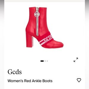 GCDS red logo leather ankle boots